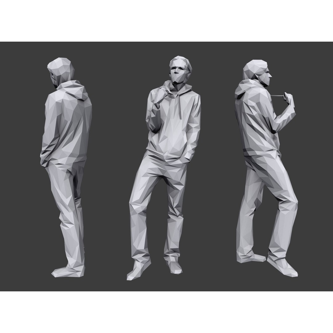 Casual Characters 3D Model – Low Poly Stylized People for Archviz - View 3