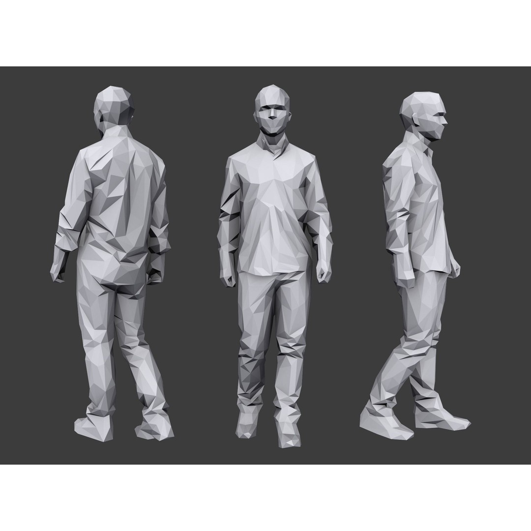 Casual Characters 3D Model – Low Poly Stylized People for Archviz - View 4