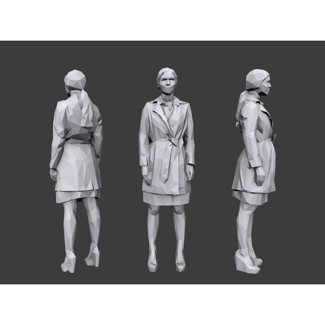 Casual Characters 3D Model – Low Poly Stylized People for Archviz - View 5