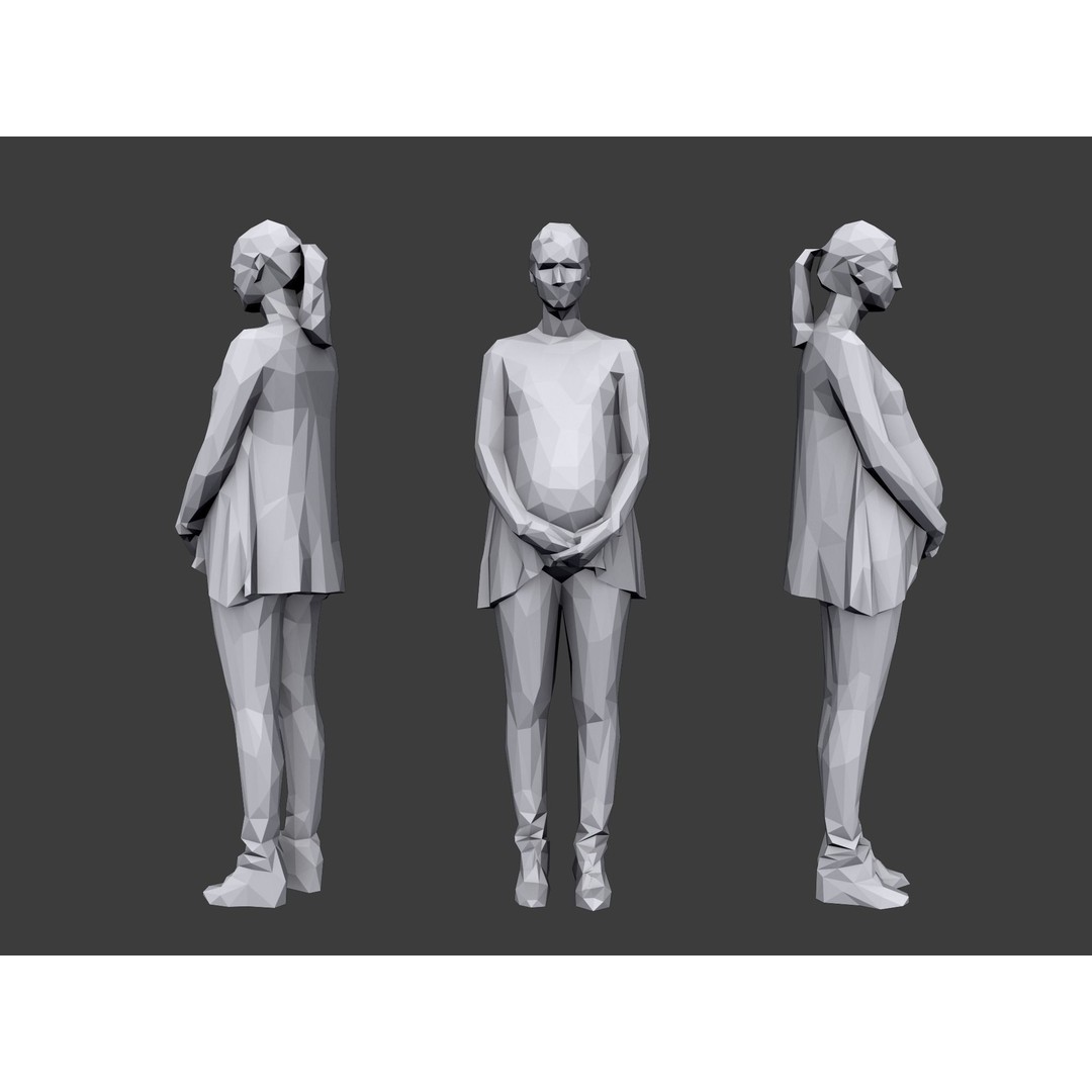 Casual Characters 3D Model – Low Poly Stylized People for Archviz - View 6