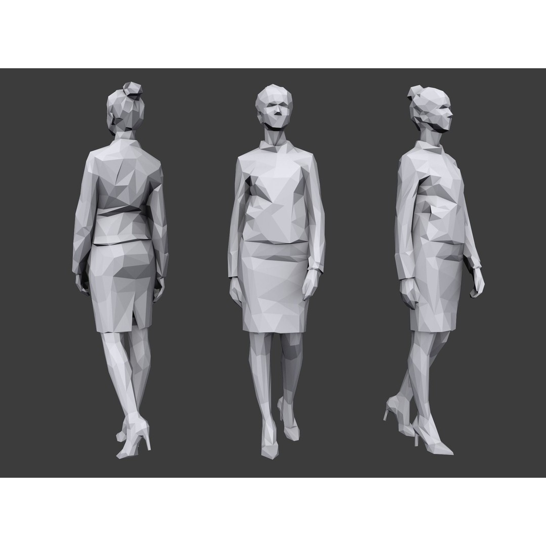 Casual Characters 3D Model – Low Poly Stylized People for Archviz - View 7