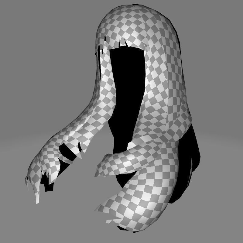 Long Straight Hair 3D Model – Low Poly Hair Asset, FBX, Game Ready