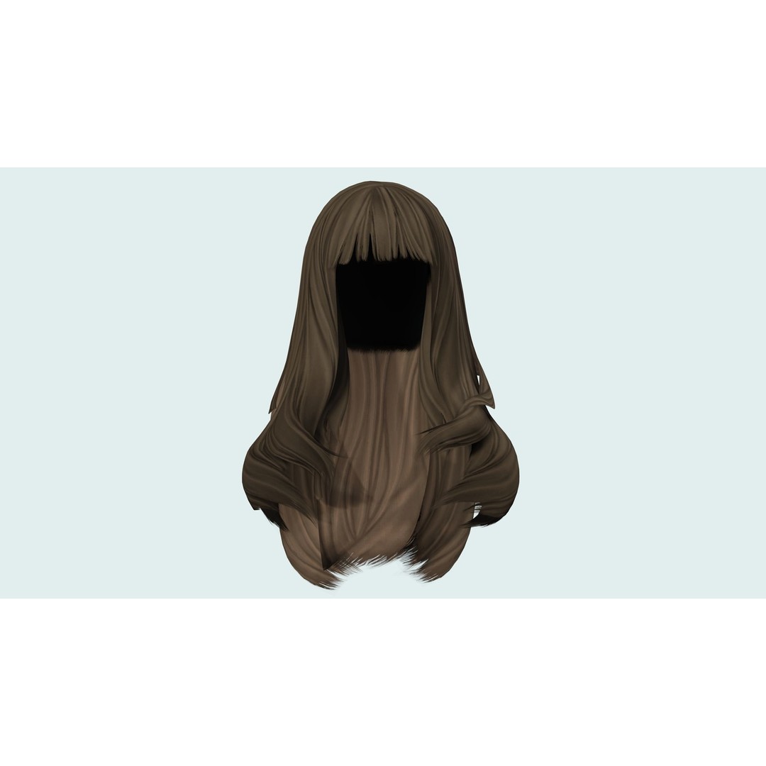 Long Straight Hair 3D Model – Low Poly Hair Asset, FBX, Game Ready - View 11