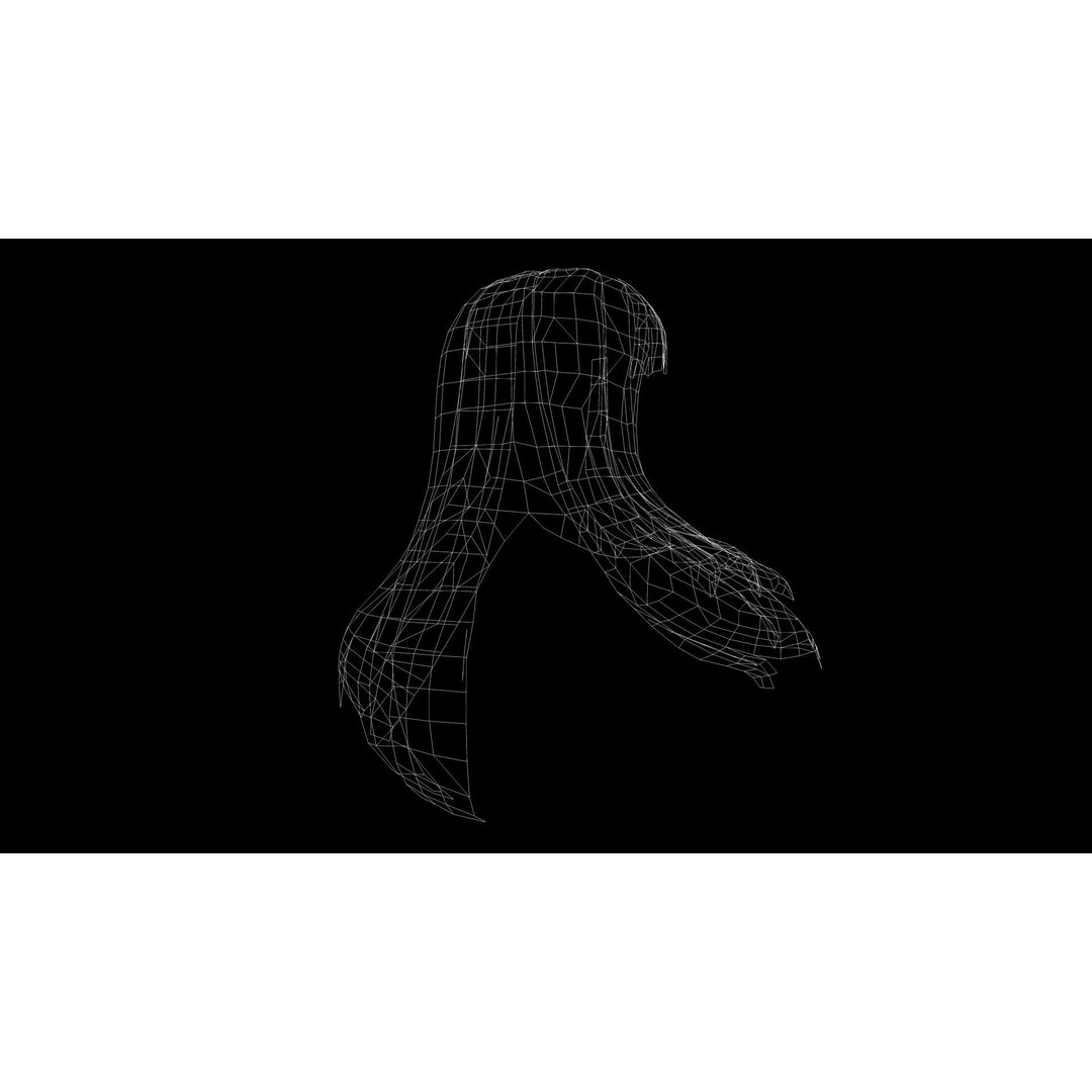 Long Straight Hair 3D Model – Low Poly Hair Asset, FBX, Game Ready - View 13