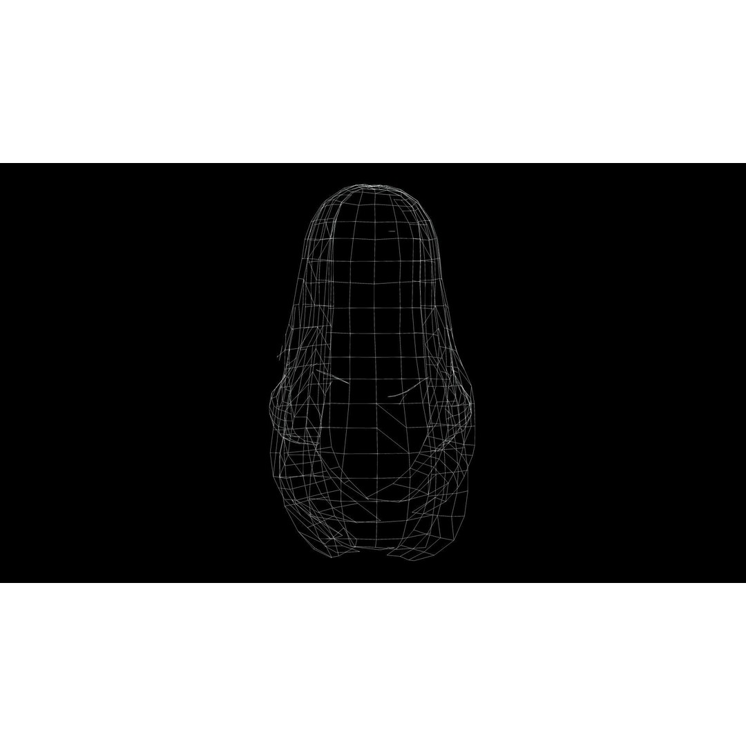 Long Straight Hair 3D Model – Low Poly Hair Asset, FBX, Game Ready - View 14