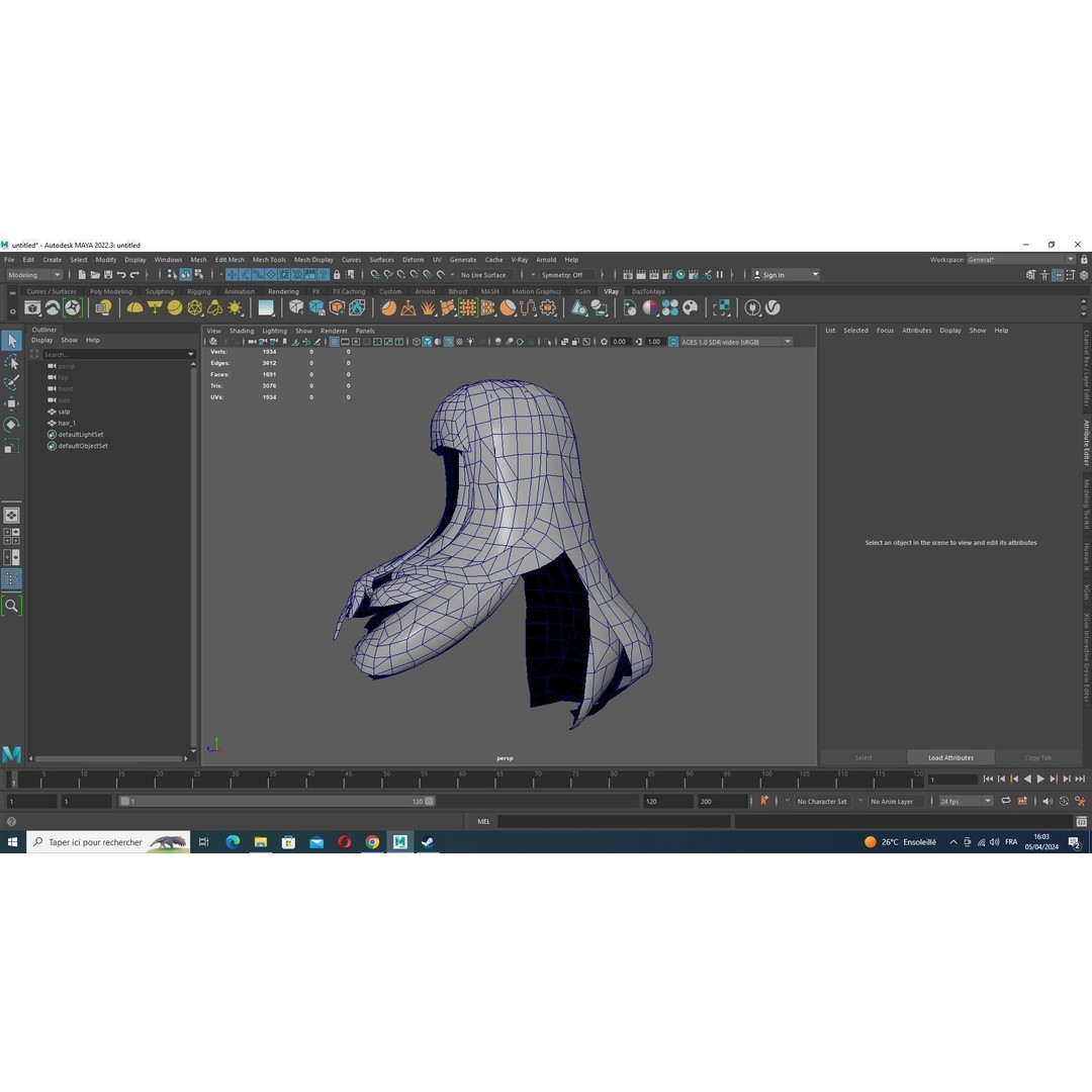 Long Straight Hair 3D Model – Low Poly Hair Asset, FBX, Game Ready - View 15
