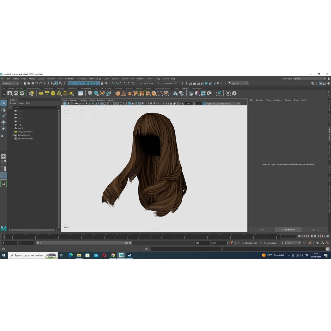 Long Straight Hair 3D Model – Low Poly Hair Asset, FBX, Game Ready - View 17