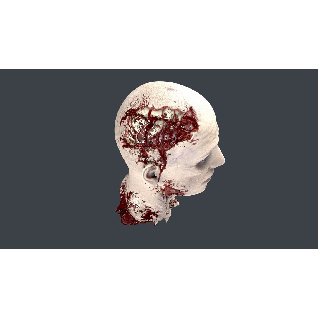 Severed Head 3D Model – Low Poly PBR Character Asset, FBX - View 12