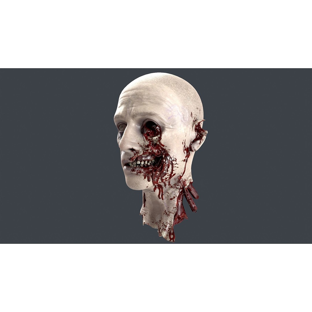 Severed Head 3D Model – Low Poly PBR Character Asset, FBX - View 7