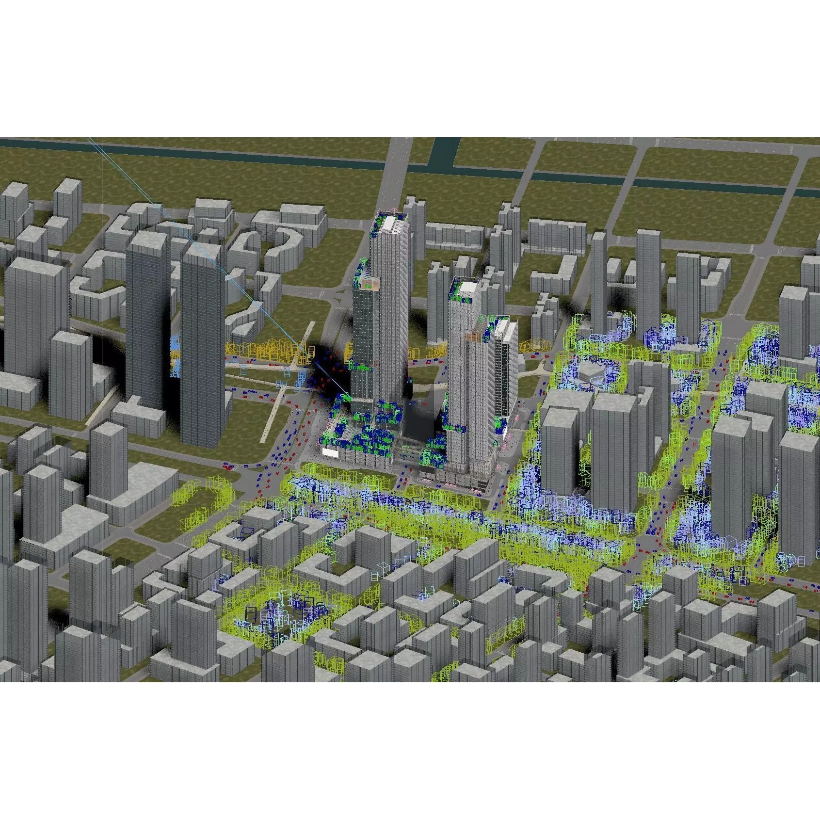 Sleek Twin Office Towers - High-Quality 3D Model