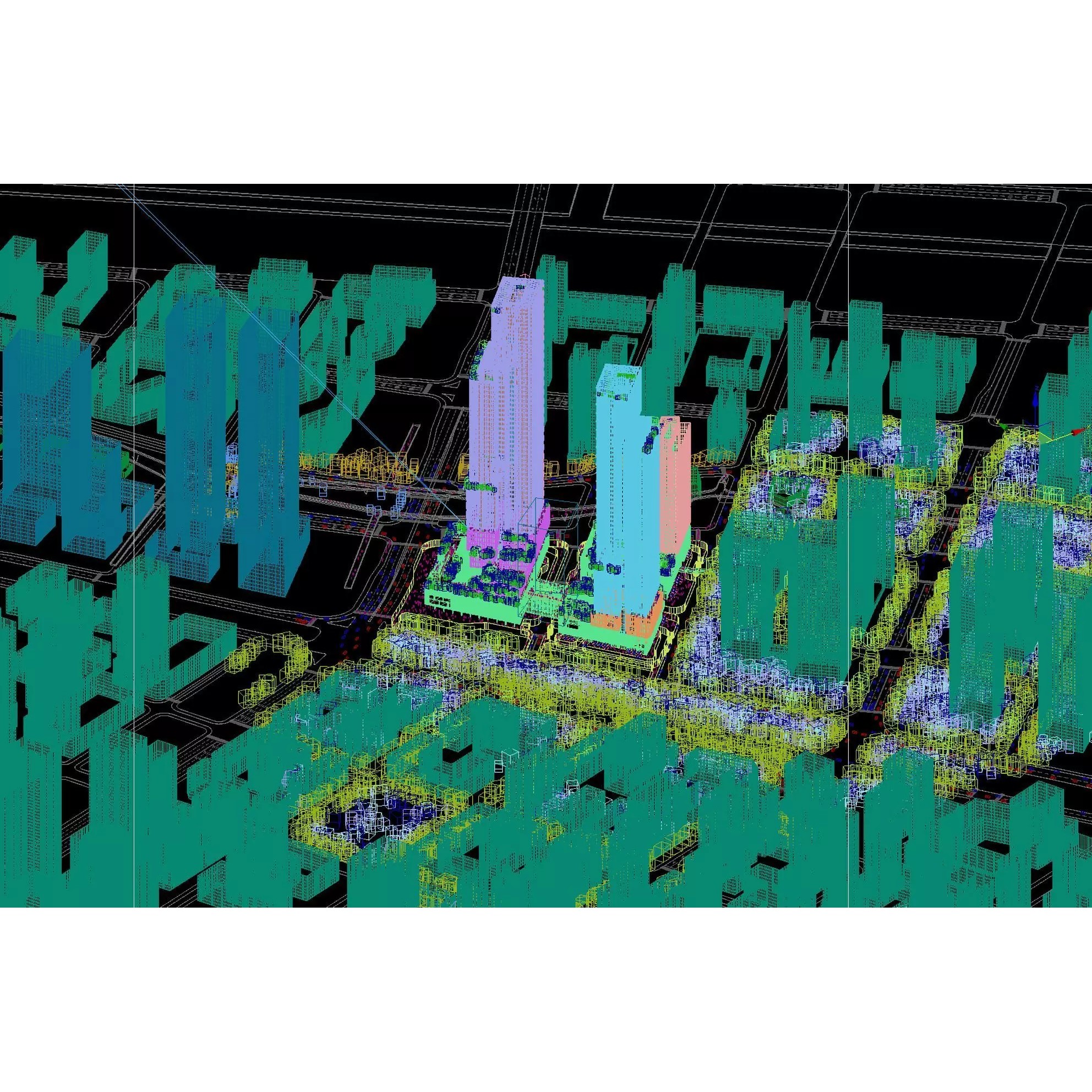 Sleek Twin Office Towers - High-Quality 3D Model - View 11