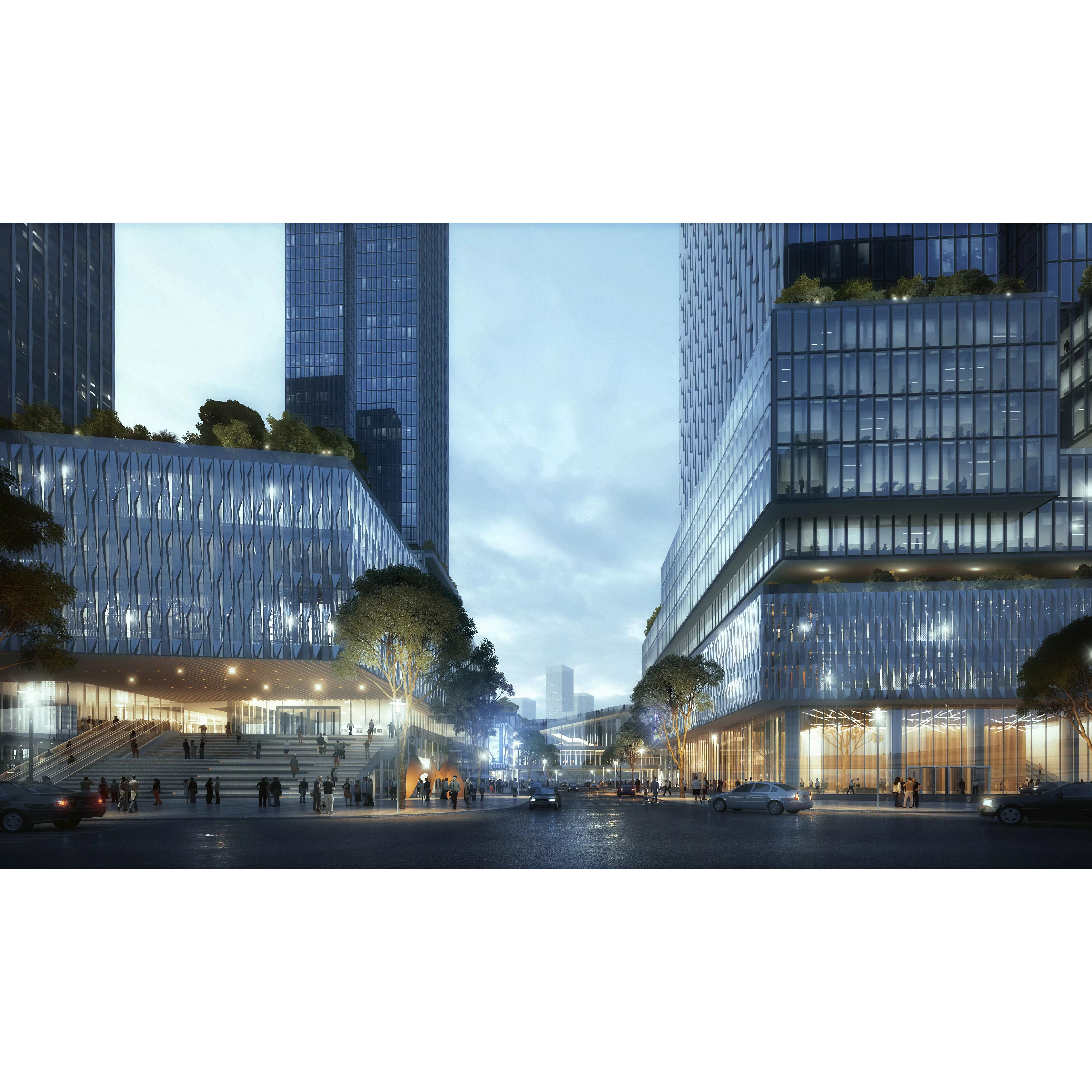 Sleek Twin Office Towers - High-Quality 3D Model - View 3
