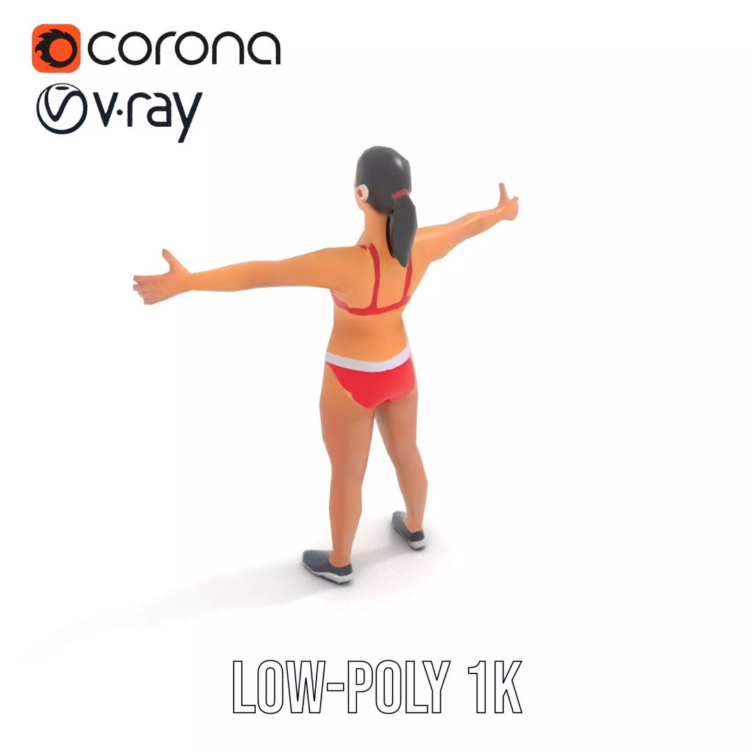 Dynamic Fitness Figure 3D Model – Low Poly Rigged Character Asset, FBX - View 10