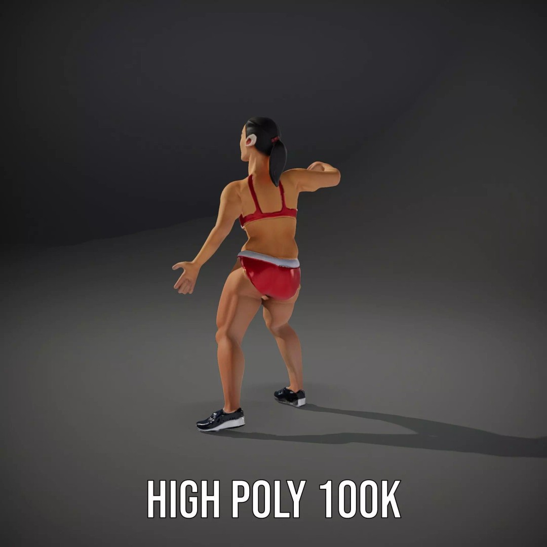 Dynamic Fitness Figure 3D Model – Low Poly Rigged Character Asset, FBX - View 11
