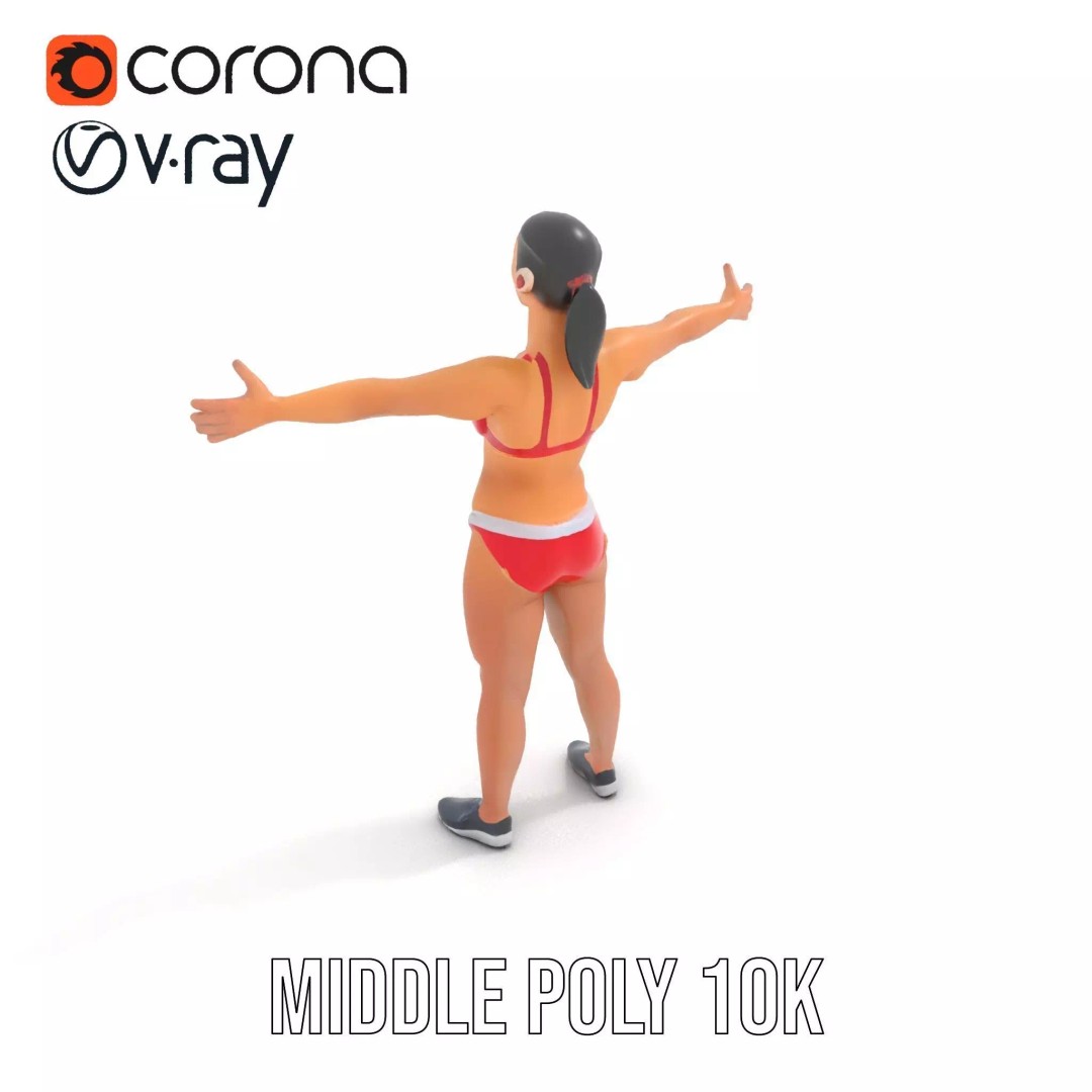 Dynamic Fitness Figure 3D Model – Low Poly Rigged Character Asset, FBX - View 12