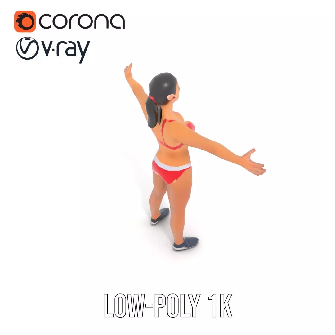 Dynamic Fitness Figure 3D Model – Low Poly Rigged Character Asset, FBX - View 13