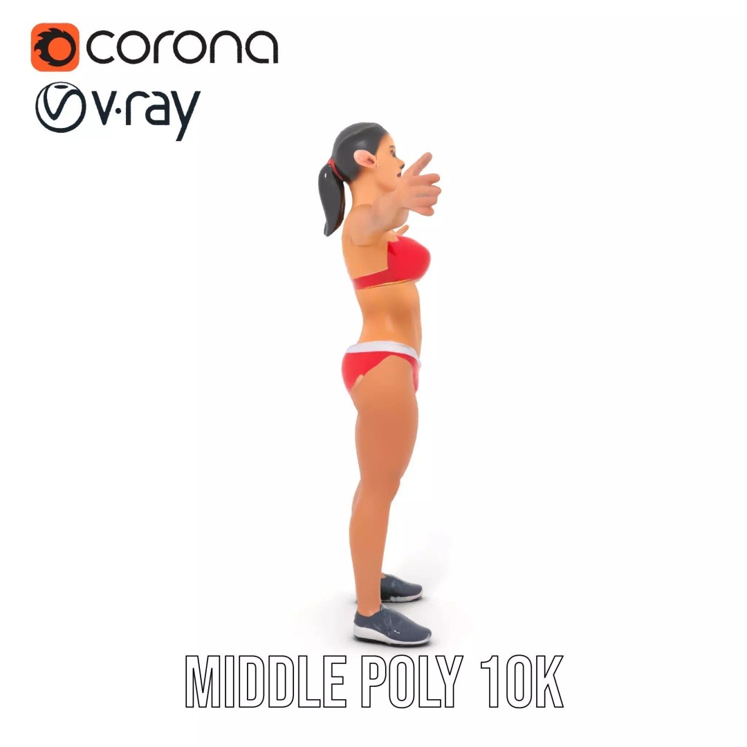 Dynamic Fitness Figure 3D Model – Low Poly Rigged Character Asset, FBX - View 14