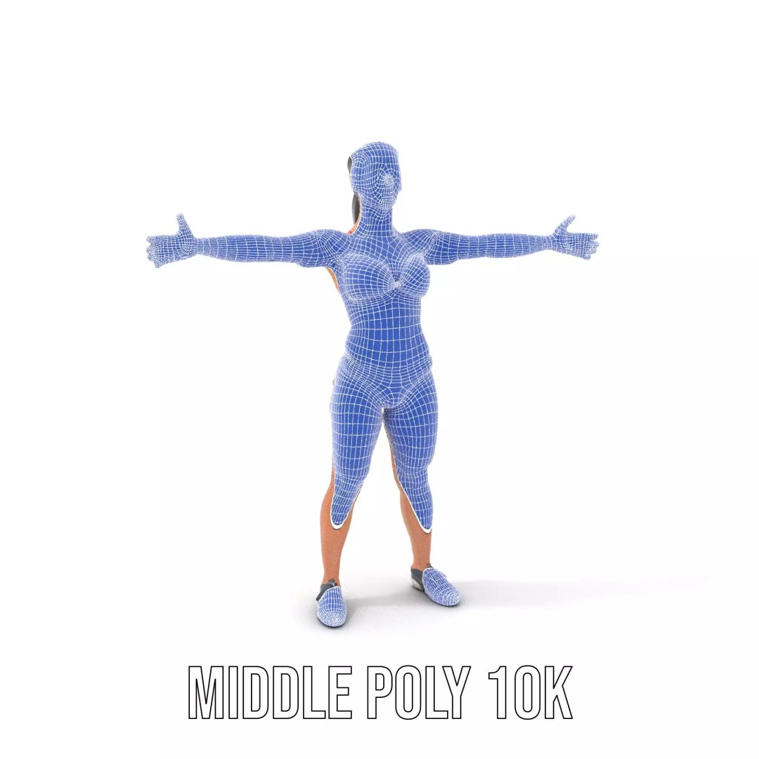 Dynamic Fitness Figure 3D Model – Low Poly Rigged Character Asset, FBX - View 16