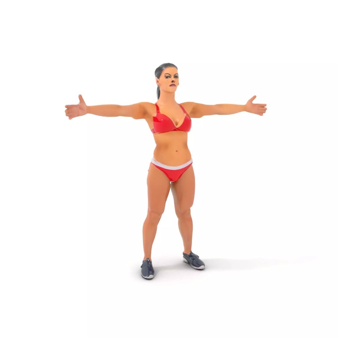 Dynamic Fitness Figure 3D Model – Low Poly Rigged Character Asset, FBX - View 2