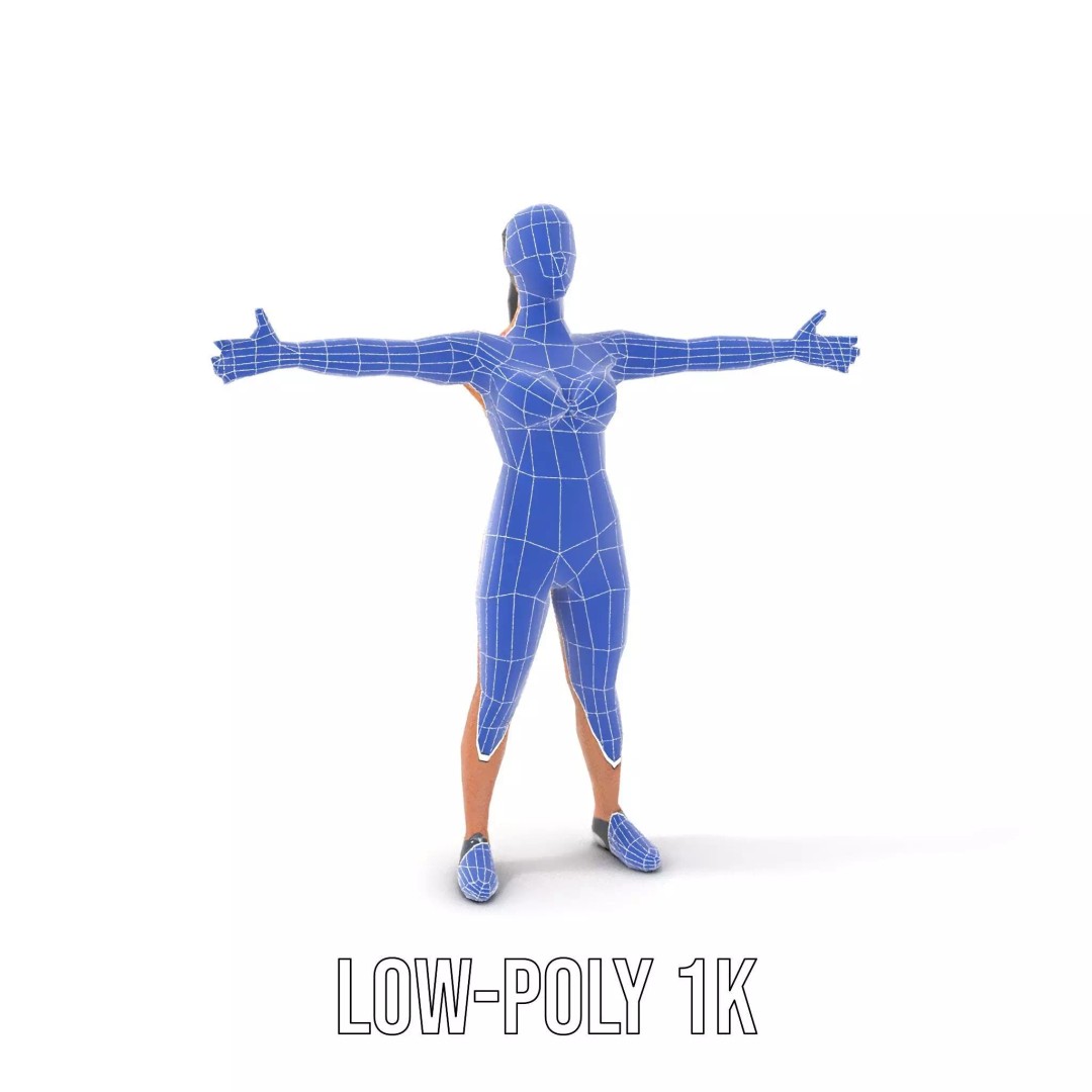 Dynamic Fitness Figure 3D Model – Low Poly Rigged Character Asset, FBX - View 20