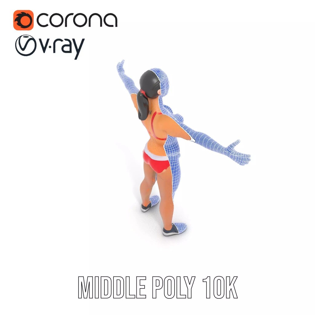 Dynamic Fitness Figure 3D Model – Low Poly Rigged Character Asset, FBX - View 21