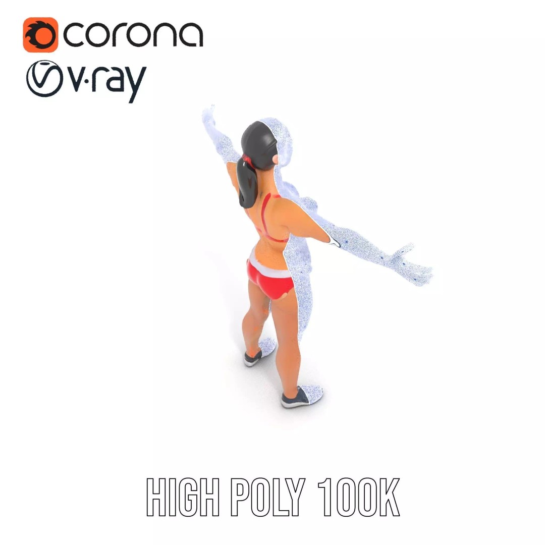 Dynamic Fitness Figure 3D Model – Low Poly Rigged Character Asset, FBX - View 23