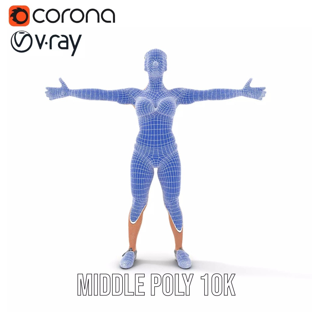 Dynamic Fitness Figure 3D Model – Low Poly Rigged Character Asset, FBX - View 24