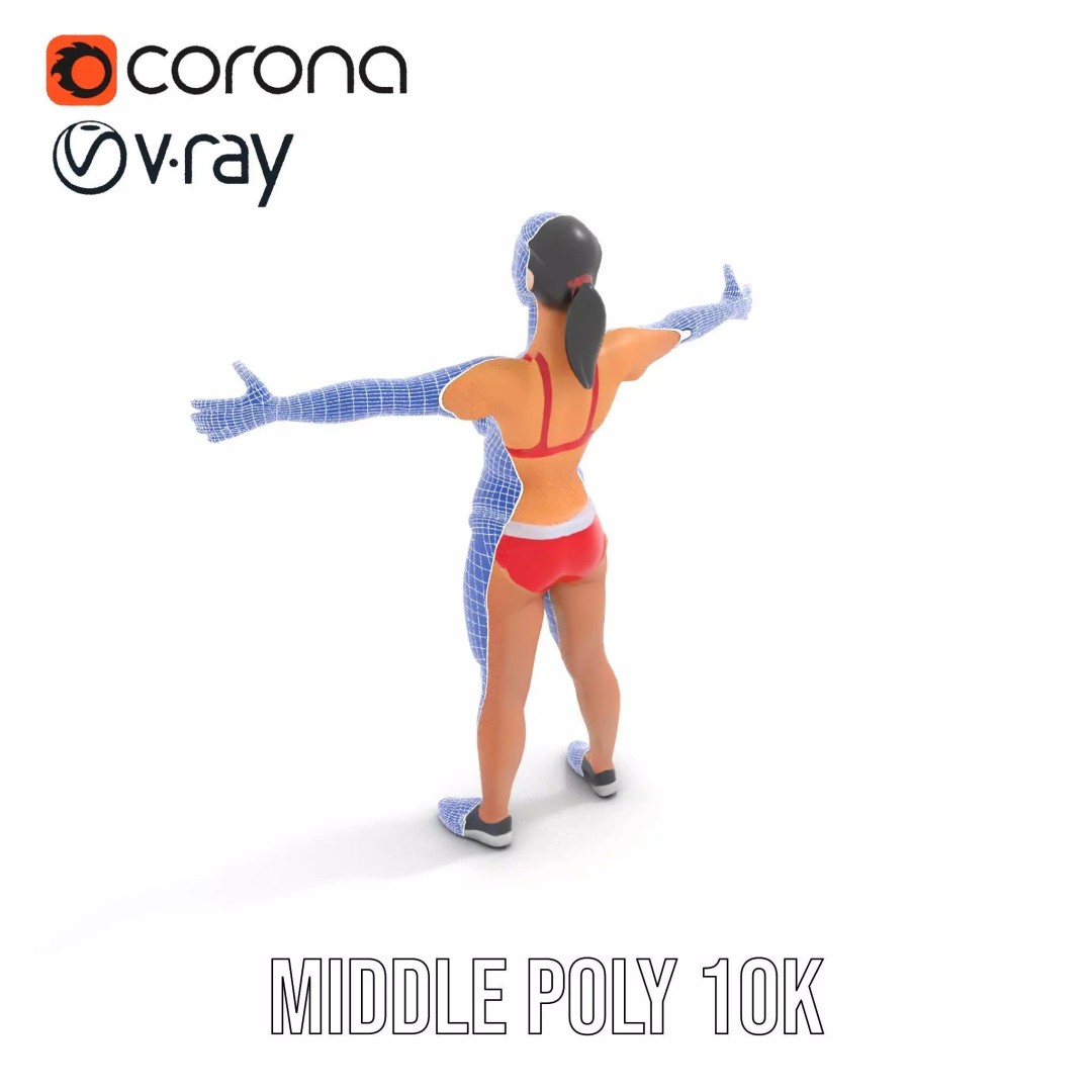 Dynamic Fitness Figure 3D Model – Low Poly Rigged Character Asset, FBX - View 27