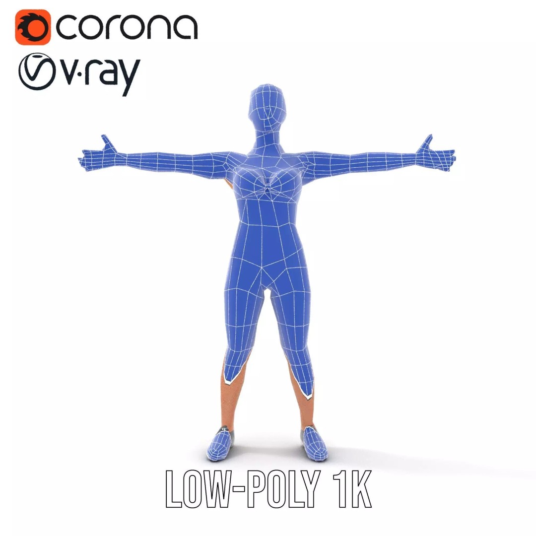 Dynamic Fitness Figure 3D Model – Low Poly Rigged Character Asset, FBX - View 28