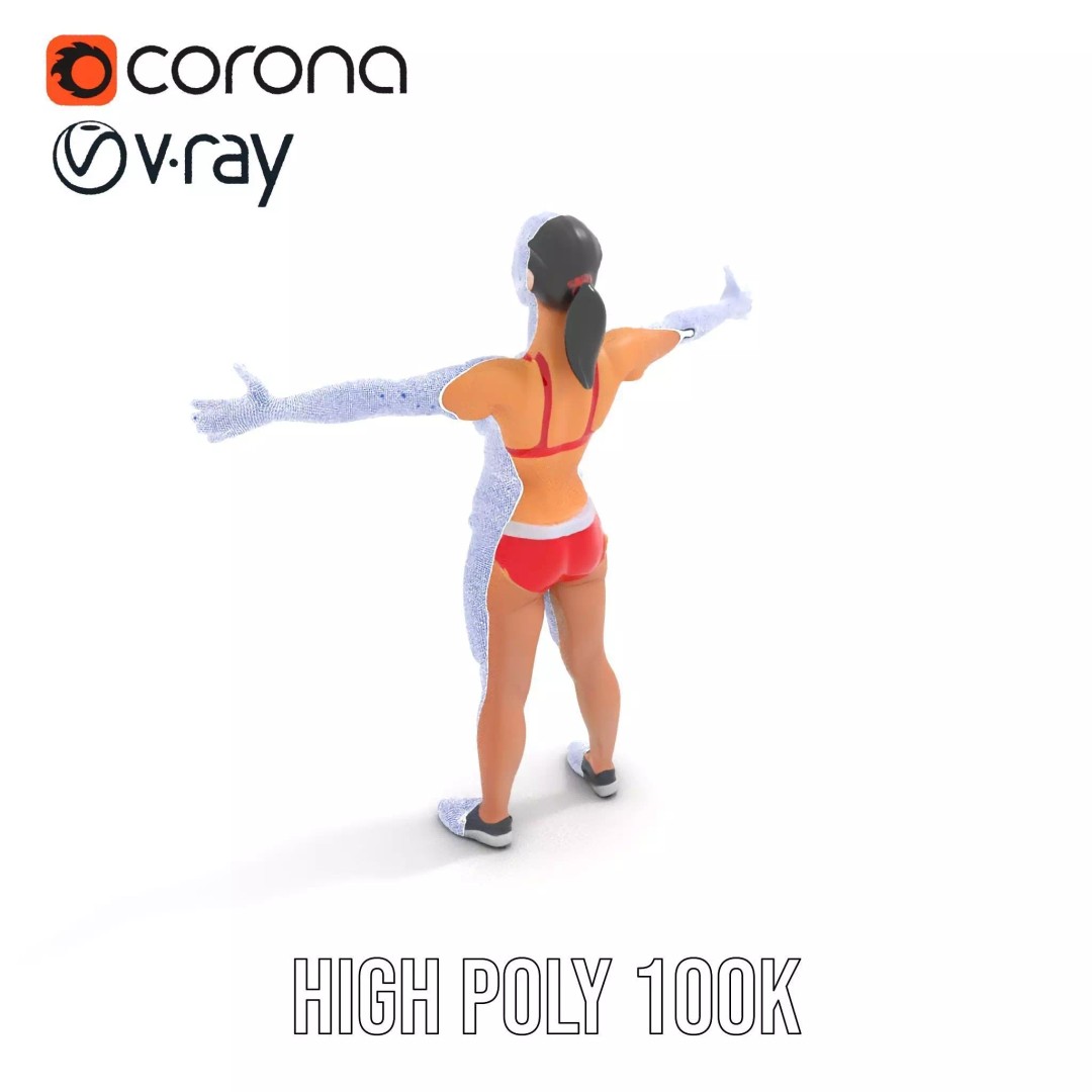 Dynamic Fitness Figure 3D Model – Low Poly Rigged Character Asset, FBX - View 29