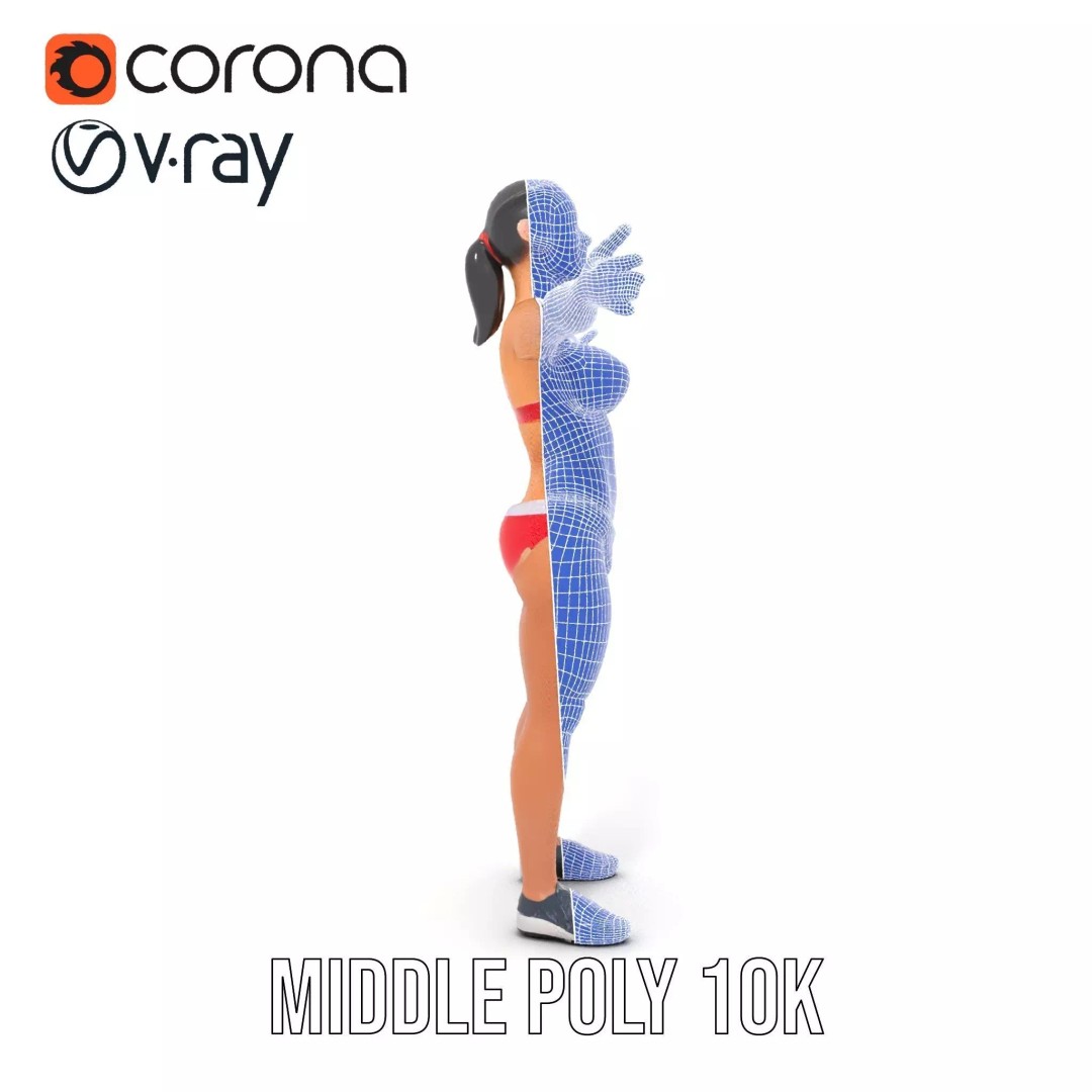 Dynamic Fitness Figure 3D Model – Low Poly Rigged Character Asset, FBX - View 30