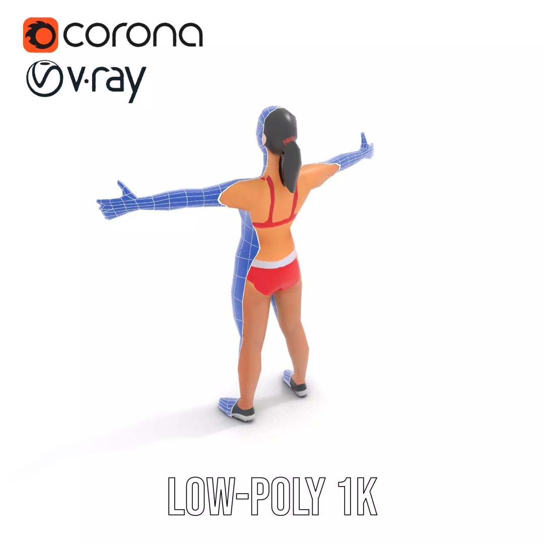 Dynamic Fitness Figure 3D Model – Low Poly Rigged Character Asset, FBX - View 31