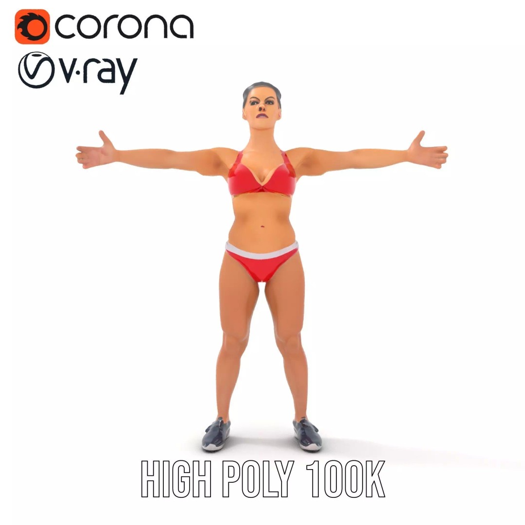 Dynamic Fitness Figure 3D Model – Low Poly Rigged Character Asset, FBX - View 32