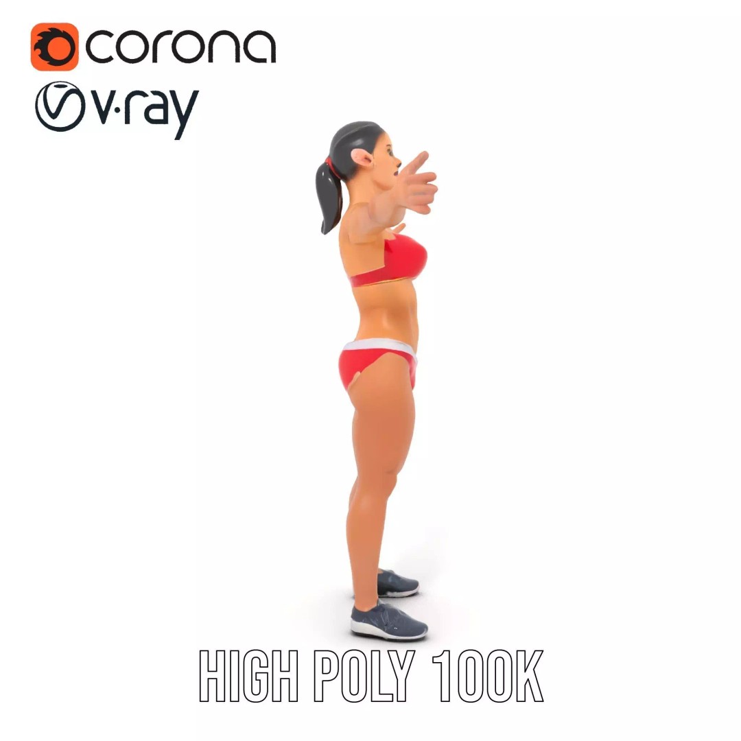 Dynamic Fitness Figure 3D Model – Low Poly Rigged Character Asset, FBX - View 33