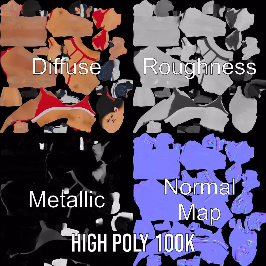 Dynamic Fitness Figure 3D Model – Low Poly Rigged Character Asset, FBX - View 4
