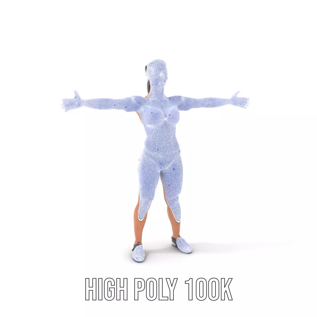Dynamic Fitness Figure 3D Model – Low Poly Rigged Character Asset, FBX - View 5