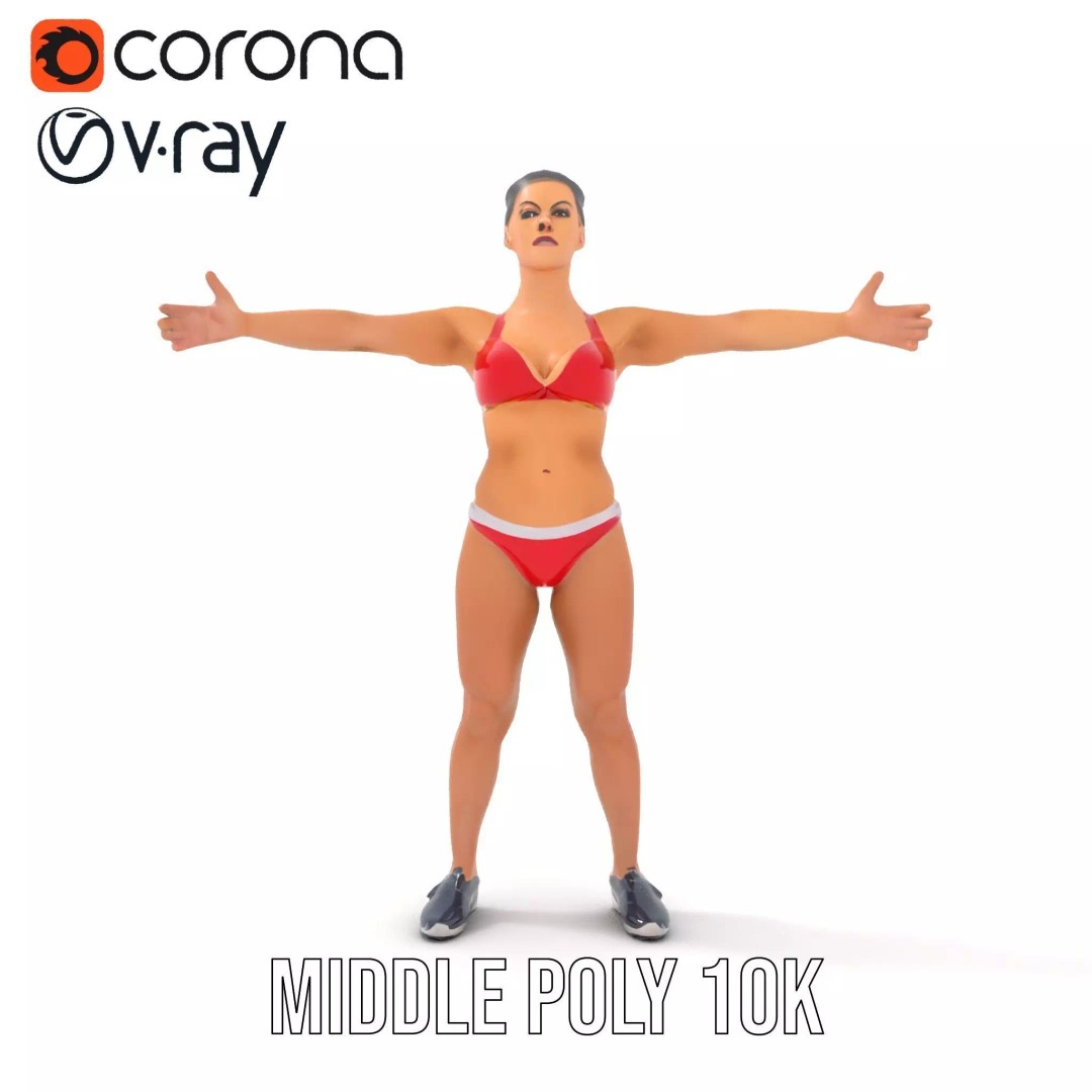 Dynamic Fitness Figure 3D Model – Low Poly Rigged Character Asset, FBX - View 6