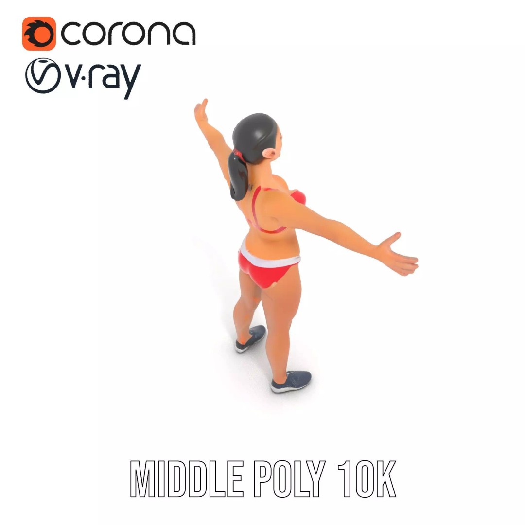 Dynamic Fitness Figure 3D Model – Low Poly Rigged Character Asset, FBX - View 7