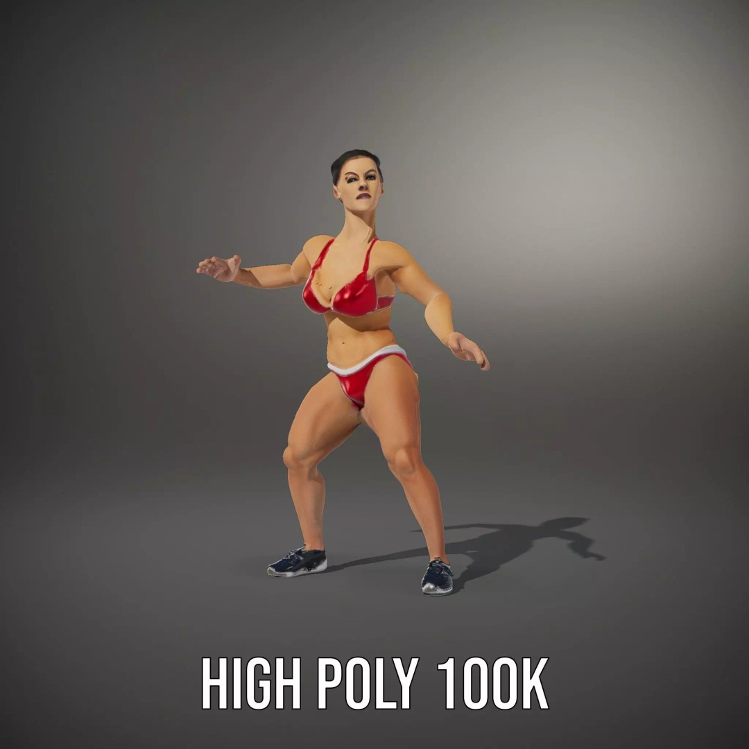 Dynamic Fitness Figure 3D Model – Low Poly Rigged Character Asset, FBX - View 9
