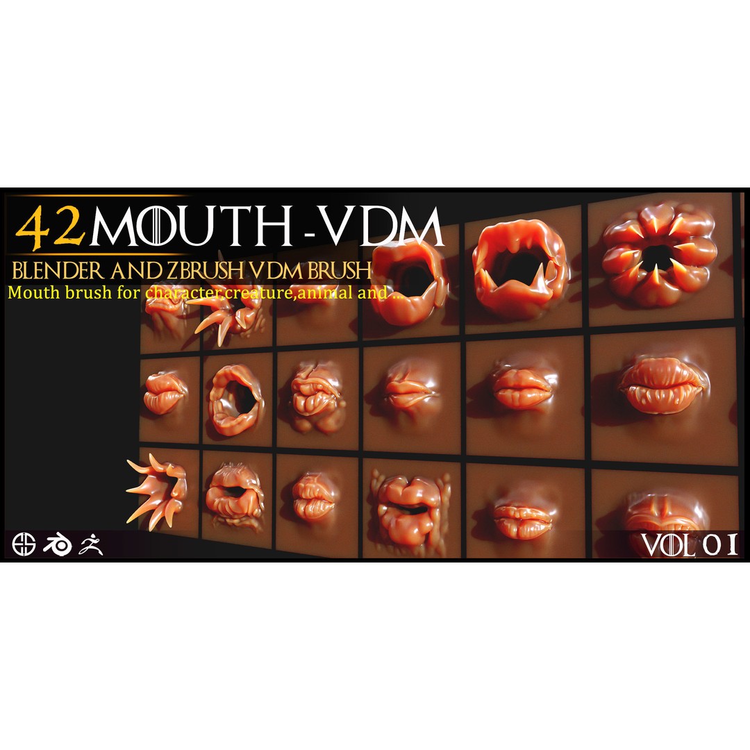 Mouth Character 3D Model – VDM Creature Brush Pack for Blender