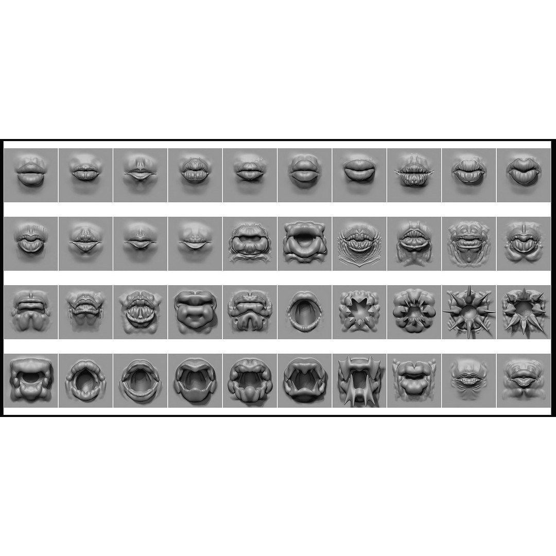 Mouth Character 3D Model – VDM Creature Brush Pack for Blender - View 3