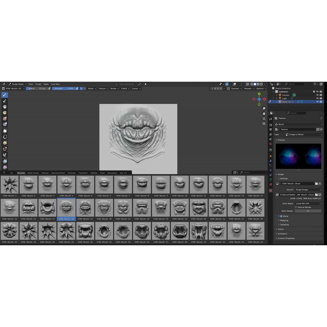 Mouth Character 3D Model – VDM Creature Brush Pack for Blender - View 8