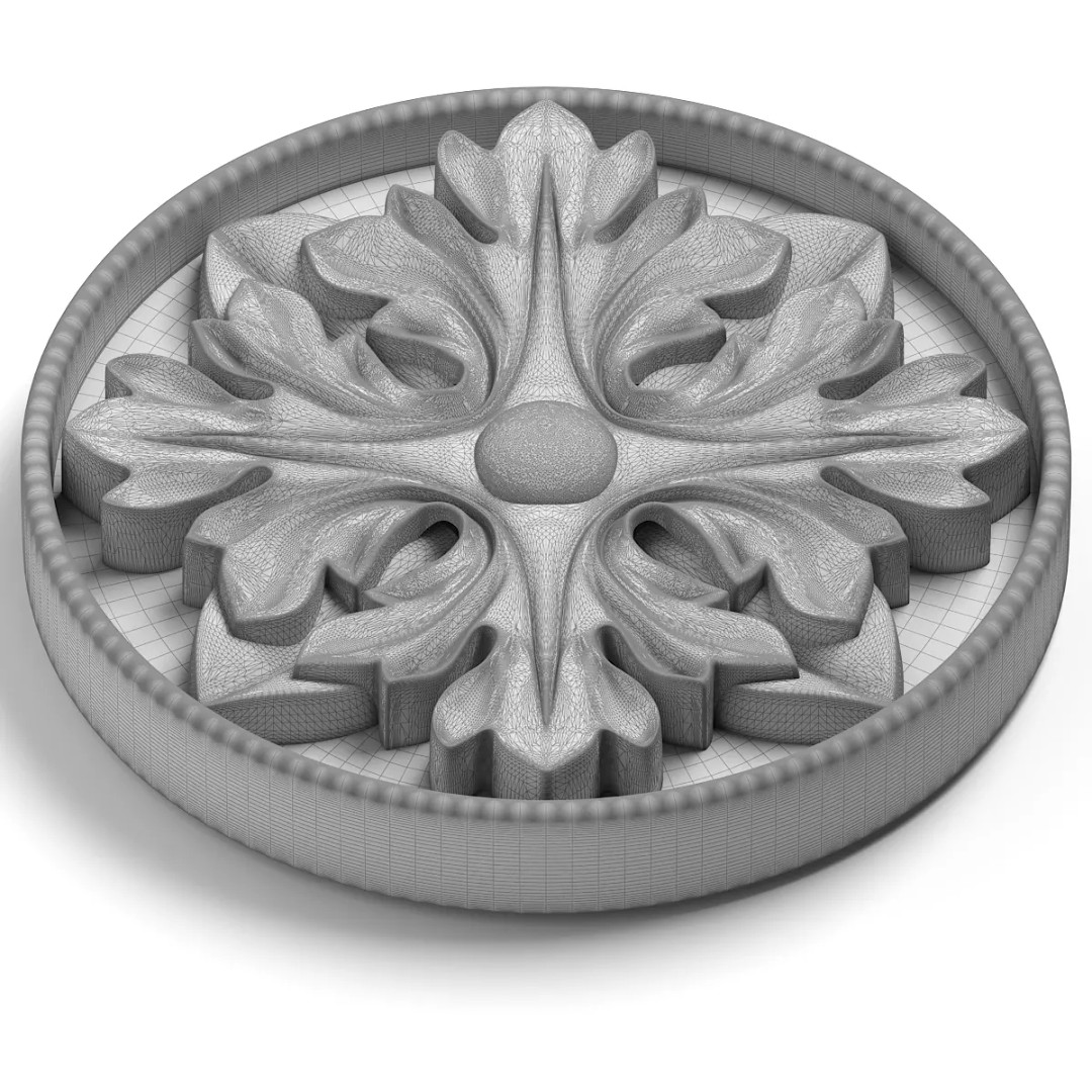 Round Rosette 3D Model – Architectural Decoration, FBX, PBR Textures