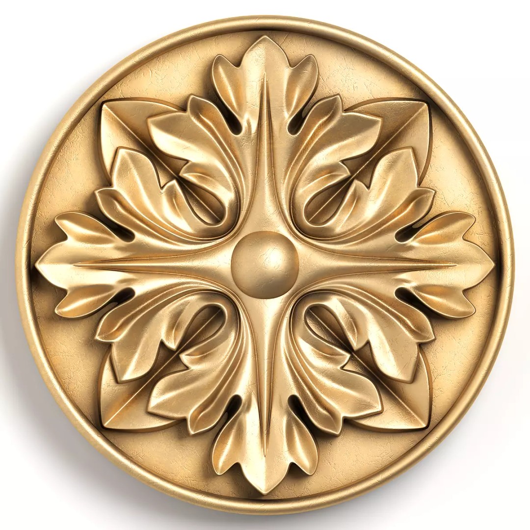 Round Rosette 3D Model – Architectural Decoration, FBX, PBR Textures - View 4