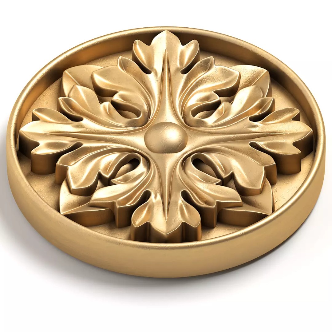 Round Rosette 3D Model – Architectural Decoration, FBX, PBR Textures - View 5