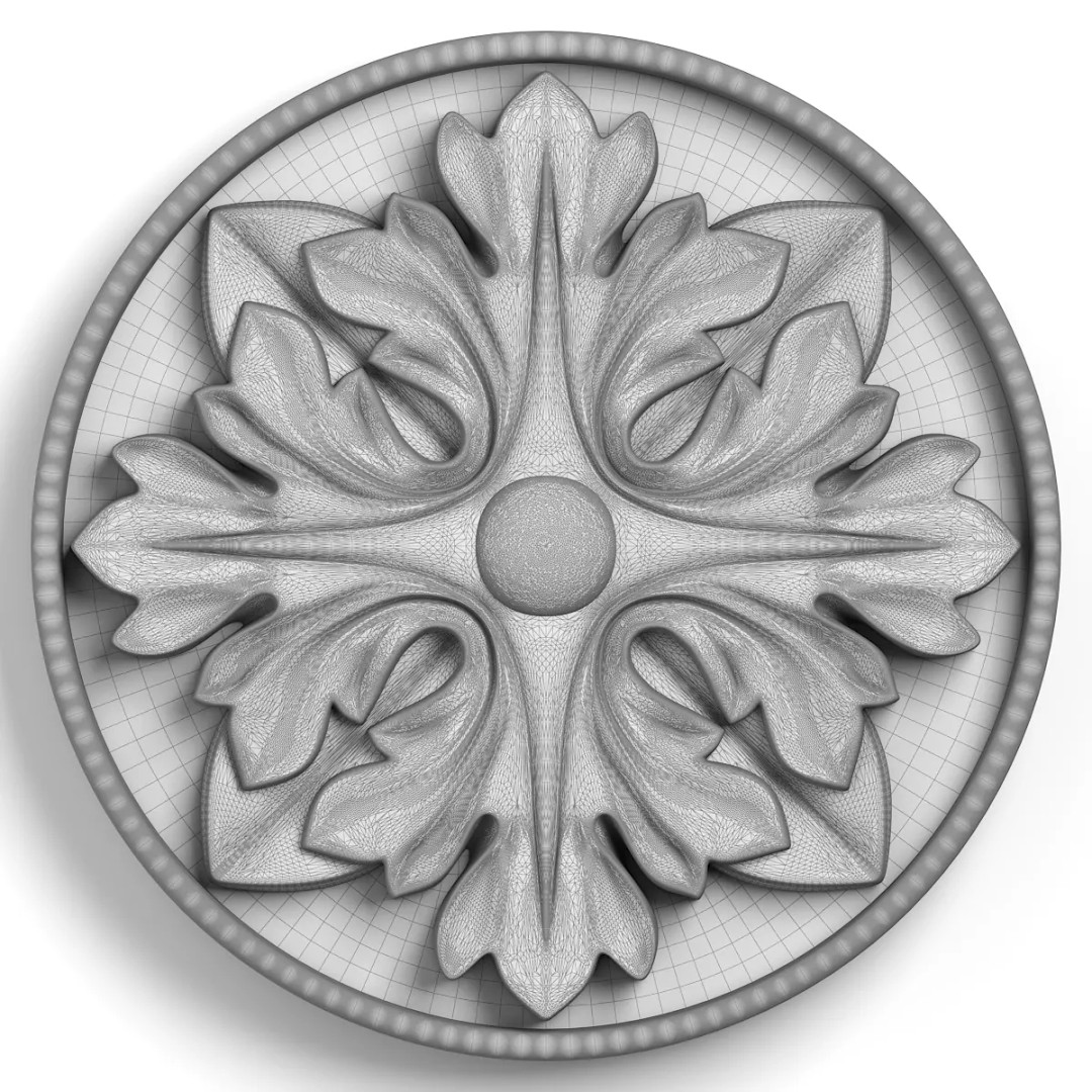 Round Rosette 3D Model – Architectural Decoration, FBX, PBR Textures - View 6