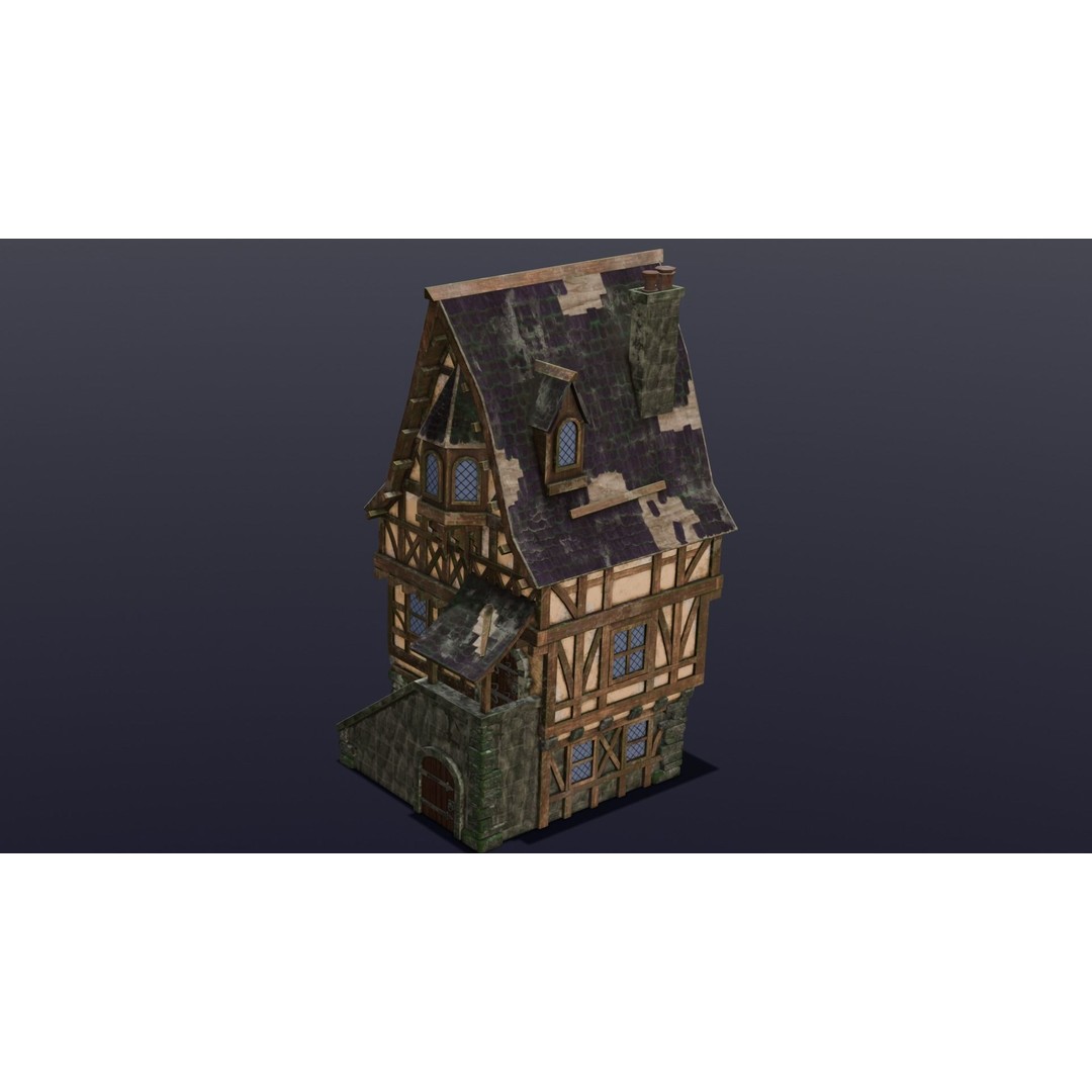 House 3D Model – Low Poly Game Asset, FBX, PBR Textures - View 10