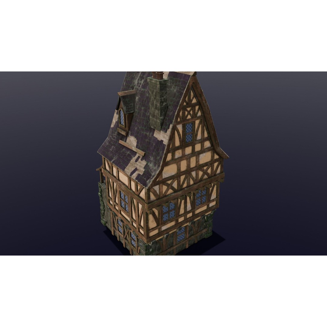 House 3D Model – Low Poly Game Asset, FBX, PBR Textures - View 11