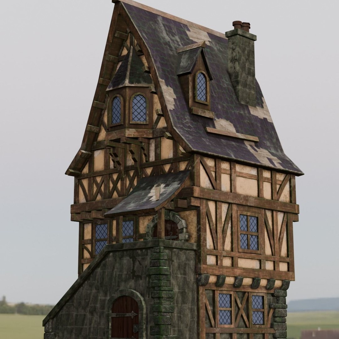 House 3D Model – Low Poly Game Asset, FBX, PBR Textures - View 12
