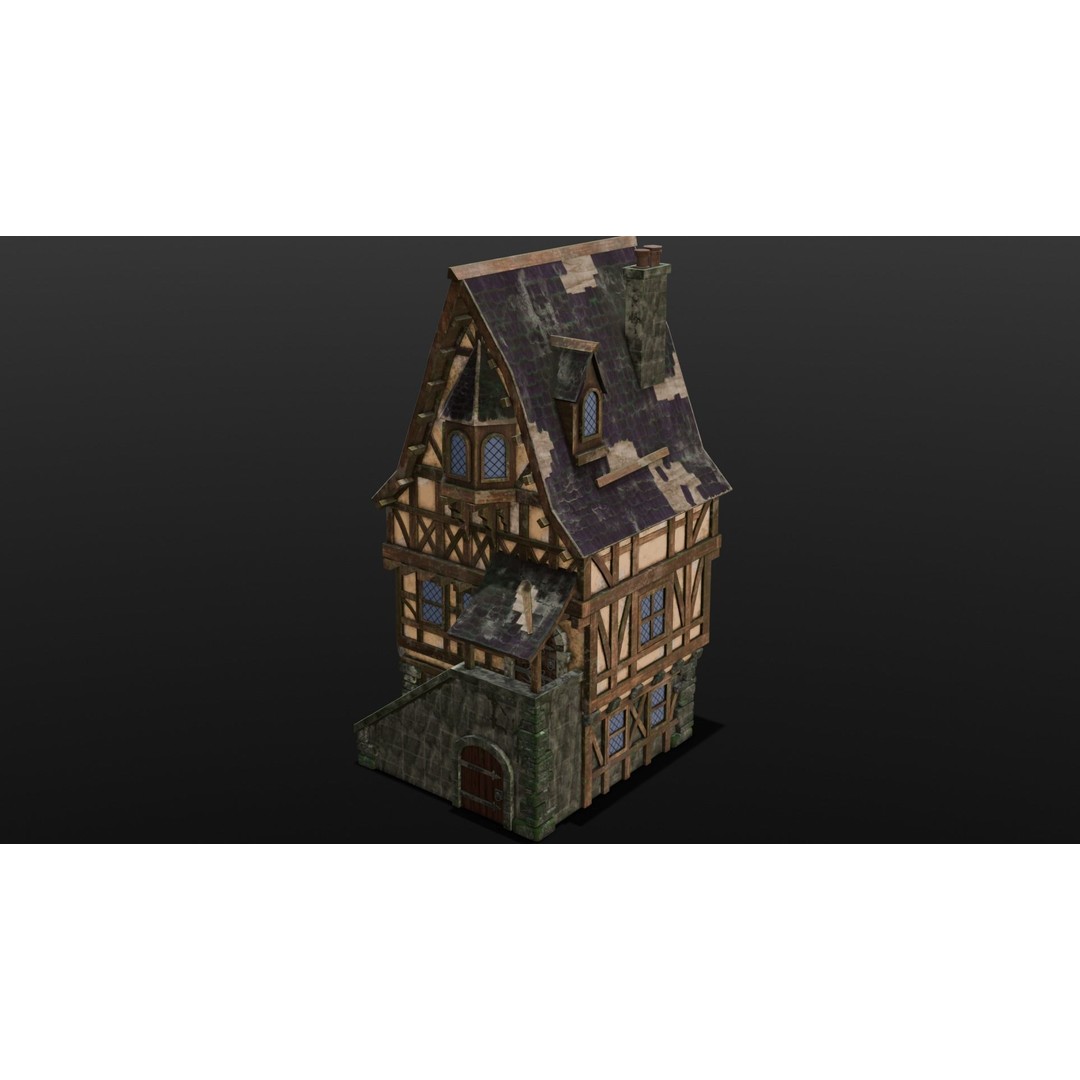 House 3D Model – Low Poly Game Asset, FBX, PBR Textures - View 13